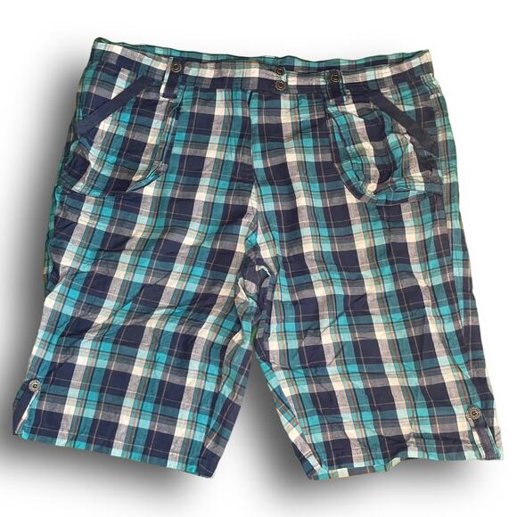 Blue Plaid Shorts sz 1X - Picture 1 of 7